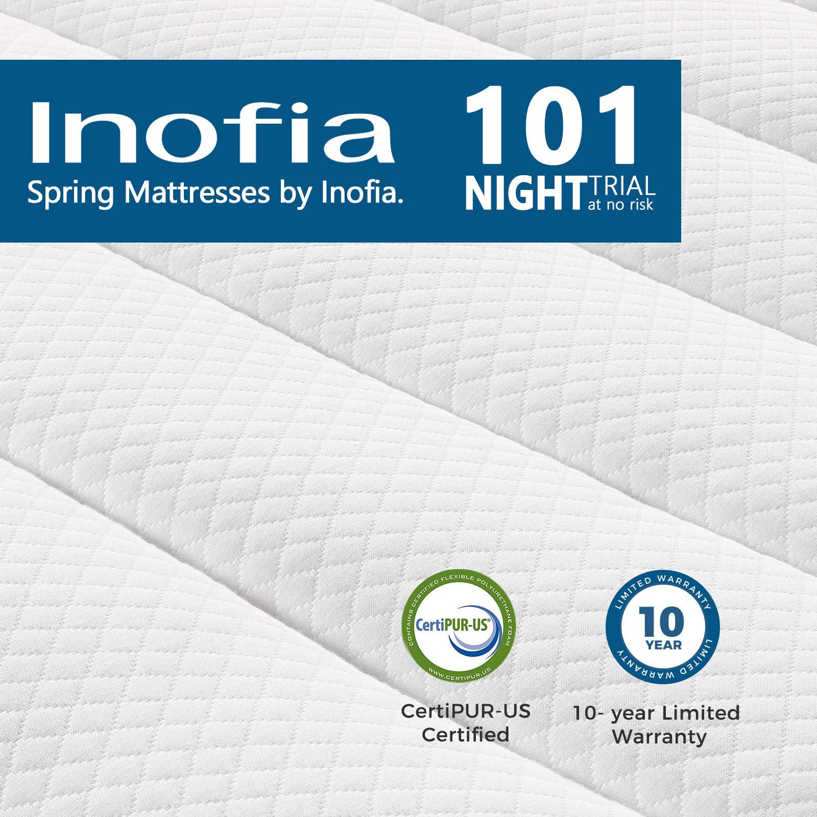 Inofia Twin Xl Mattress, 10 Inch Xlong Twin Hybrid Mattress, Cool Memory Foam With Motion Isolating Individually Wrapped Coils,